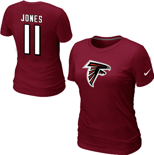 Nike Atlanta Falcons #11 Julio Jones Name & Number Women's NFL T-Shirt - Red